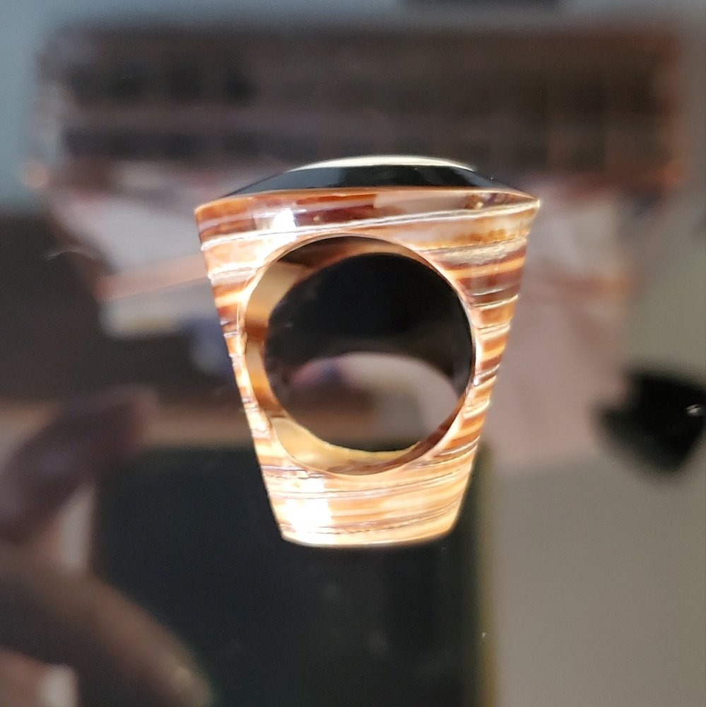 Carved Seashell Spiral Ring Statement Mermaid Cor… - image 5